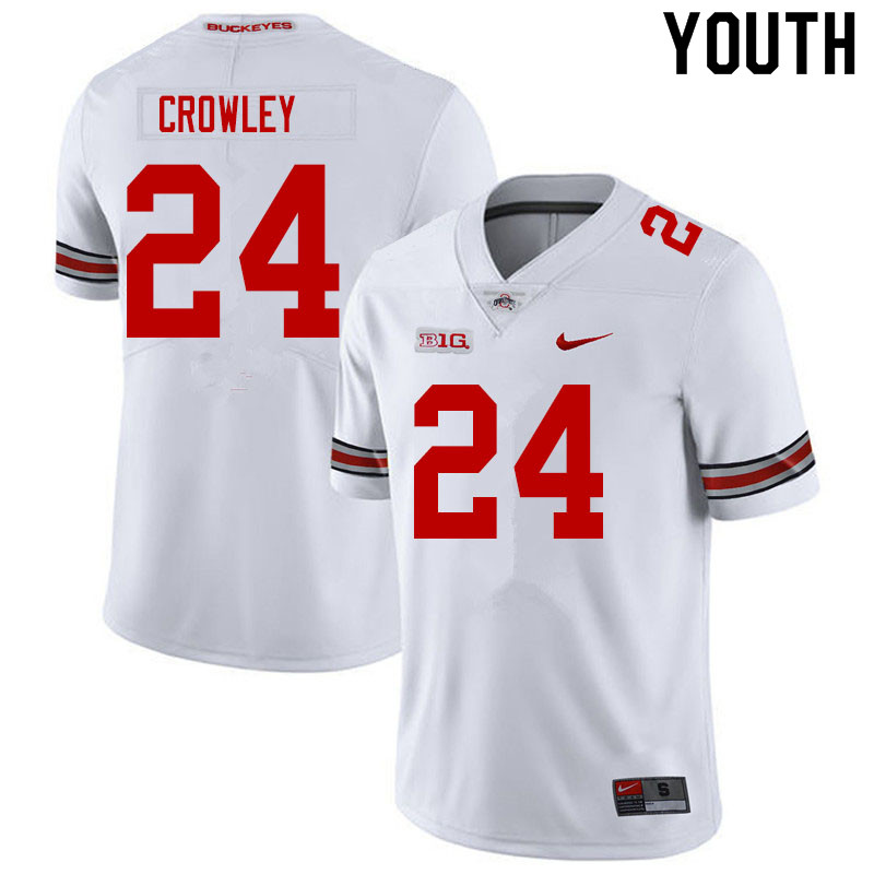 Ohio State Buckeyes Marcus Crowley Youth #24 White Authentic Stitched College Football Jersey